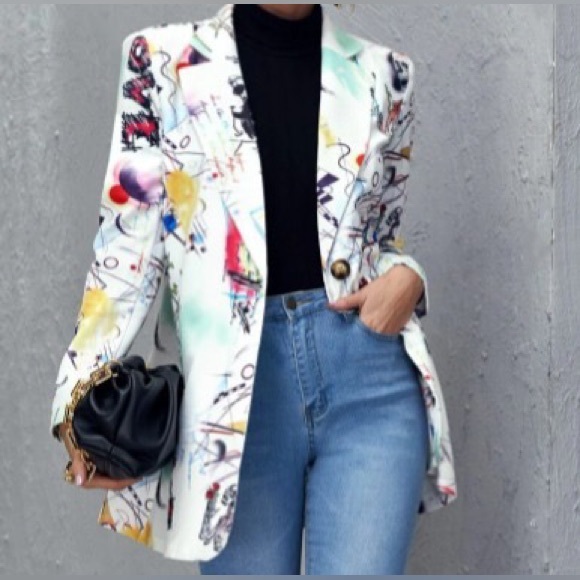 Notched Collar Single Button Party Blazer - NWOT - Picture 3 of 4